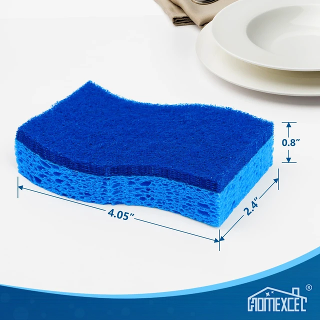 Alt view image 5 of 7 - HOMEXCEL Sponges Kitchen 24 Pack, Non Scratch Scrub Dish Sponge, S- Blue