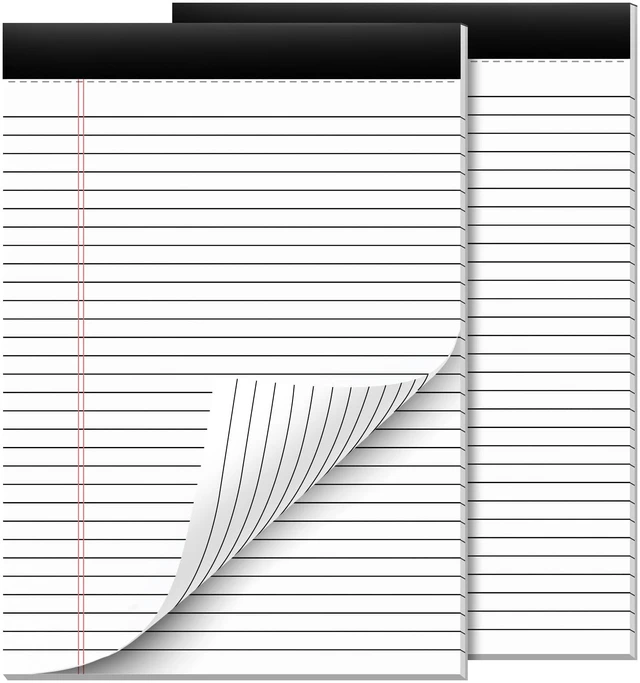 Main image of 2 Pcs Legal Pads 8.5 x 11 Note Pads 8.5 x 11 Inch Notepad 60 Sheets Writing Pads Wide Ruled Lined Paper Pads White Paper Note Pads 8.5 x 11 with 30 Sheets Per Legal Pad for School, Office, Home