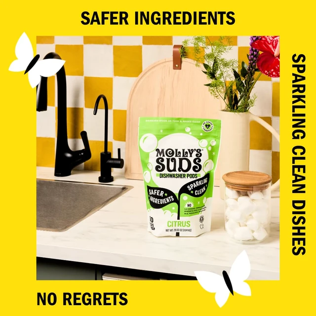 Alt view image 4 of 5 - Molly's Suds Dishwasher Powder | Clean Dishwasher Detergent, Cuts Grease & Rinses Clean (Residue-Free) for Sparkling Dishes | 60 Loads (Citrus)