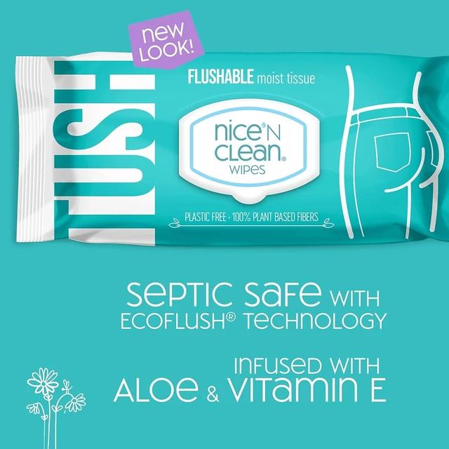 Alt view image 3 of 3 - Nice 'N Clean Adult Flushable Wipes, 3 x 60 Count, Plant-Based Fibers, with Aloe & Vitamin E