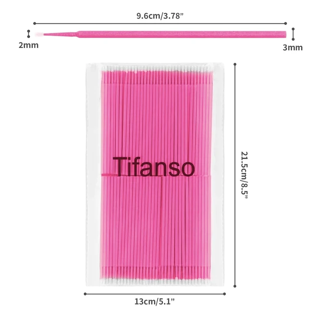 Alt view image 2 of 7 - Tifanso 400PCS 2mm Disposable Micro Cotton Swabs for Lash Extensions, Pink