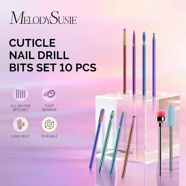 Alt view image 2 of 6 - MelodySusie Diamond Cuticle Nail Drill Bits Set 10pcs Rainbow