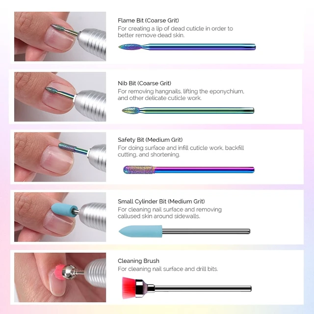 Alt view image 6 of 6 - MelodySusie Diamond Cuticle Nail Drill Bits Set 10pcs Rainbow