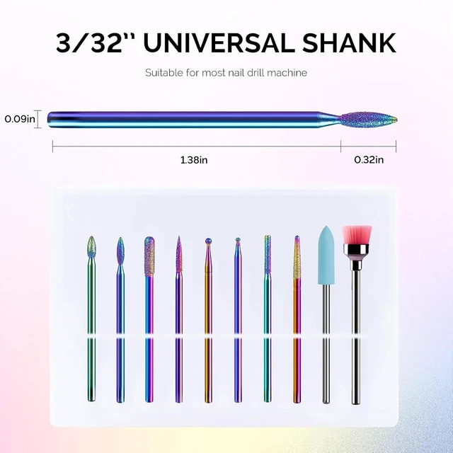 Alt view image 3 of 6 - MelodySusie Diamond Cuticle Nail Drill Bits Set 10pcs Rainbow