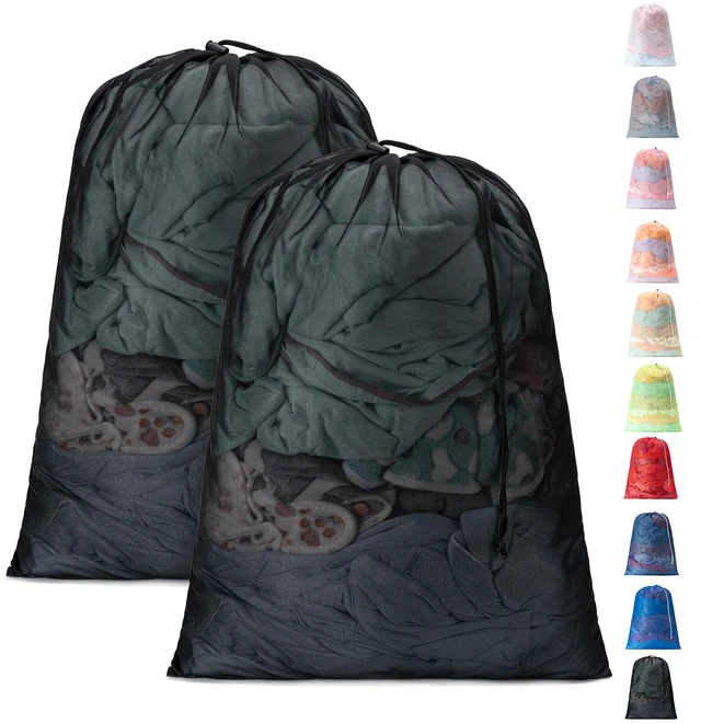 Main image of 2 Pack Mesh Travel Laundry Bag 24" x 36" Extra Large Dirty Clothes Organizer