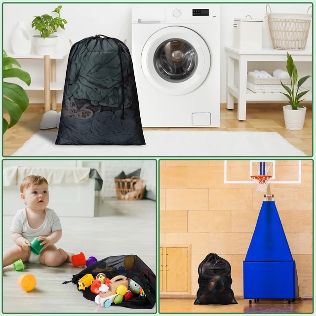 Alt view image 3 of 7 - 2 Pack Mesh Travel Laundry Bag 24" x 36" Extra Large Dirty Clothes Organizer
