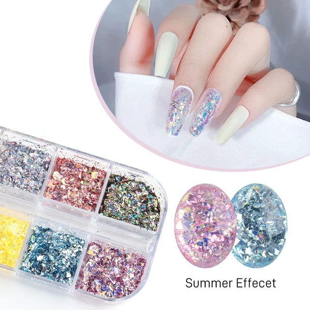 Alt view image 6 of 6 - 12 Colors Glitter Art Sequins Holographic Irregular Sparkly Flakes 3D Laser Ultra-Thin Shiny Acrylic Nail Supplies for Women and Girls Manicure Charms Decorations Crafts