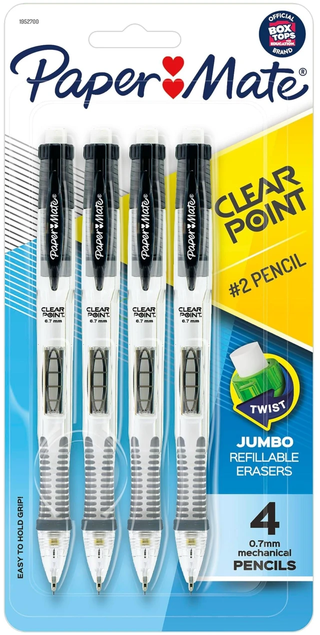 Main image of Paper Mate Clearpoint Mechanical Pencils 0.7mm HB #2 Lead Black Barrels 4 Count