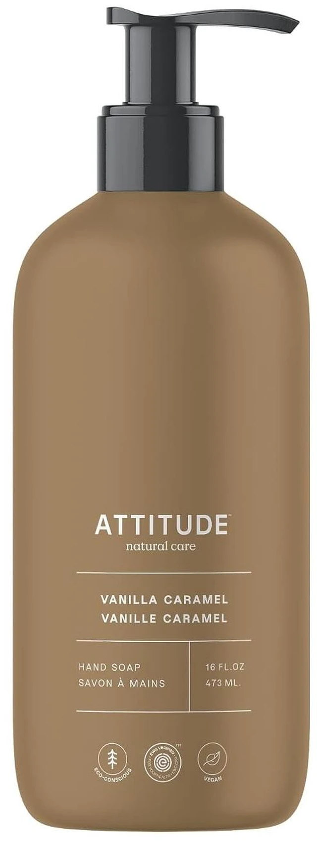 Main image of ATTITUDE Liquid Hand Soap, Vanilla Caramel, 16 Fl Oz, EWG Verified, Plant and Mineral-Based, Vegan Personal Care Products