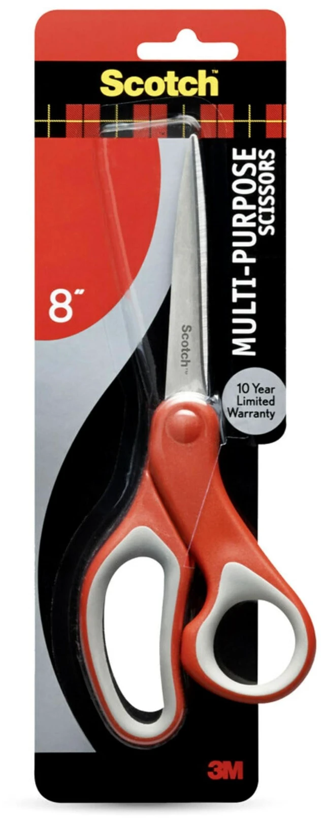 Main image of Scotch Multi-Purpose Stainless Steel Scissors, 8 Inches, Red & Gray, for Home, School and Office
