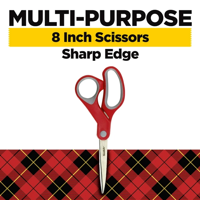 Alt view image 3 of 6 - Scotch Multi-Purpose Stainless Steel Scissors, 8 Inches, Red & Gray, for Home, School and Office