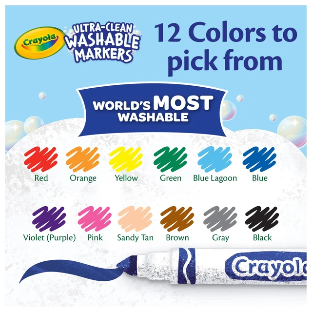 Alt view image 2 of 6 - Crayola Broad Line Markers 12 Count, Washable Assorted Colors, Arts & Crafts Supplies for Kids, for Coloring Books & Art Projects, Ages 3+