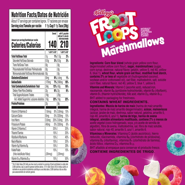 Alt view image 2 of 5 - Kellogg's Froot Loops Original with Marshmallows Breakfast Cereal, Mega Size, 23.7 oz, 12g Whole Grains