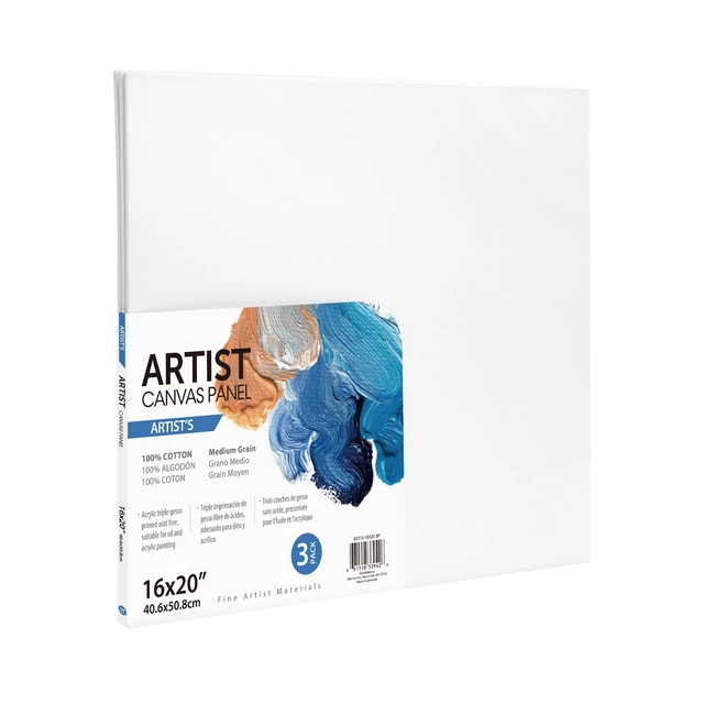 Alt view image 2 of 4 - 16"x20" 3-Piece Artist Canvas Panel, 100% Cotton Acid Free White Canvas, Deluxe, Ideal for Art Students, Educators, Artists and Professionals