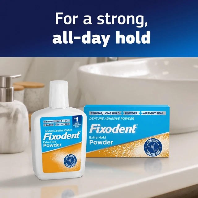 Alt view image 6 of 6 - Fixodent Extra Hold Denture Adhesive Powder, 2.7 Oz