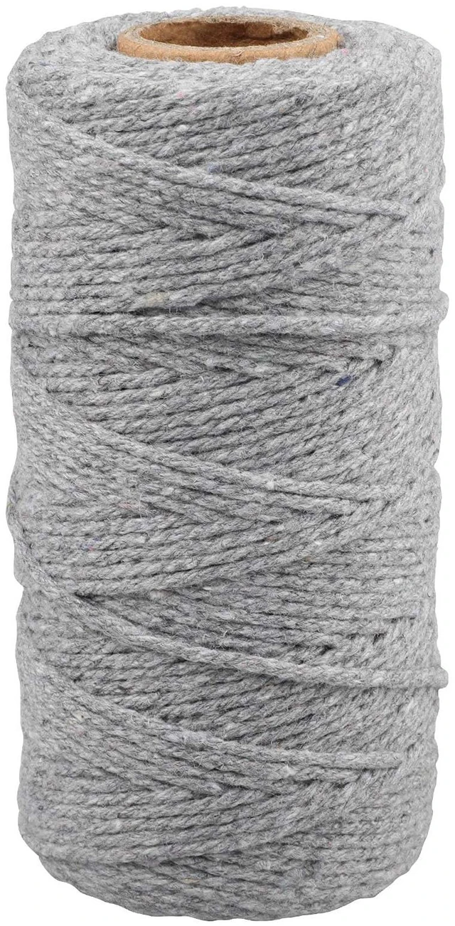 Main image of G2PLUS 2mm Cotton String, 328 Feet Grey Twine for Crafts and Gift Wrap
