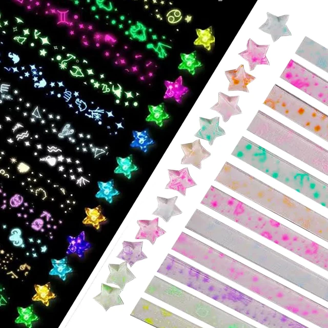 Main image of 12 Color Glowing Star Origami Paper Strips, 210 Sheets, DIY Colorful Decorative Paper Strips