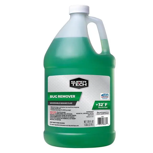Alt view image 3 of 7 - Super Tech Bug Remover with Rain Repeller Green Windshield Washer Fluid 1 Gallon