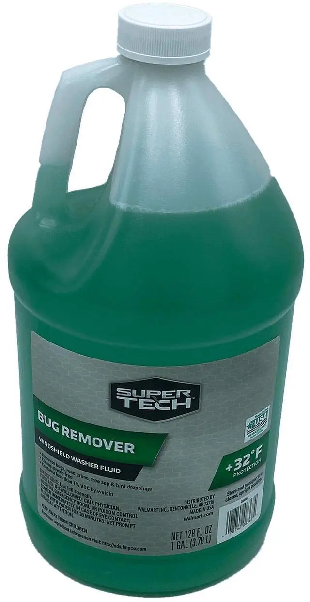 Alt view image 2 of 7 - Super Tech Bug Remover with Rain Repeller Green Windshield Washer Fluid 1 Gallon