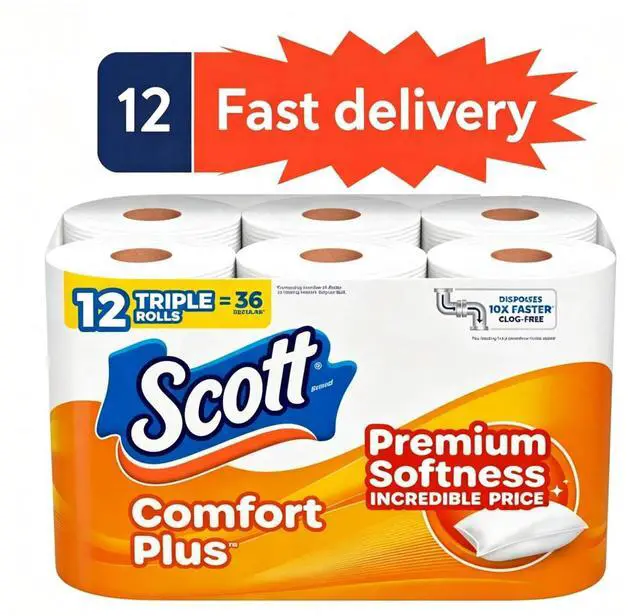 Main image of Scott Comfort Plus Toilet Paper, 12 Triple Rolls