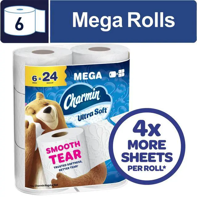 Alt view image 2 of 7 - Charmin Toilet Paper Ultra Soft, 6 Mega Rolls