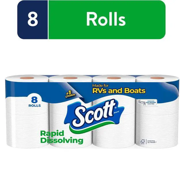 Alt view image 7 of 7 - Scott Rapid-Dissolving Toilet Paper for RVs & Boats, 8 Double Rolls