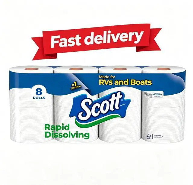 Main image of Scott Rapid-Dissolving Toilet Paper for RVs & Boats, 8 Double Rolls