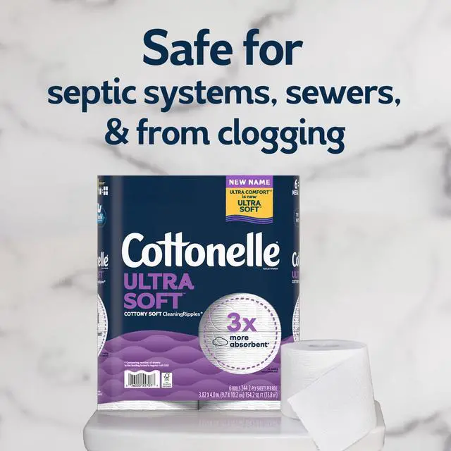 Alt view image 6 of 6 - Cottonelle Ultra Soft Toilet Paper, Strong Toilet Tissue, 12 Mega Rolls