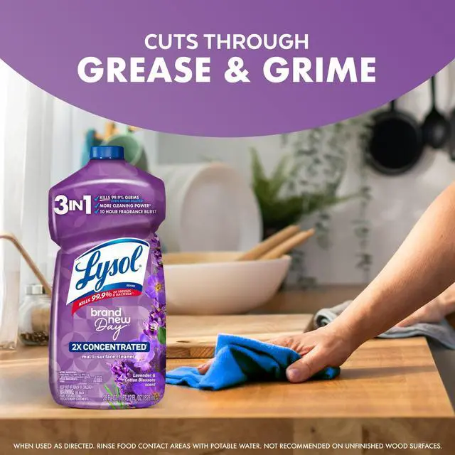 Alt view image 4 of 7 - Lysol All Purpose Cleaner, 2X Concentrated Multi-Surface Disinfectant Floor Cleaner for Mopping Solution, for Bathroom & Kitchen, Lavender & Cotton Blossom, 28 fl oz