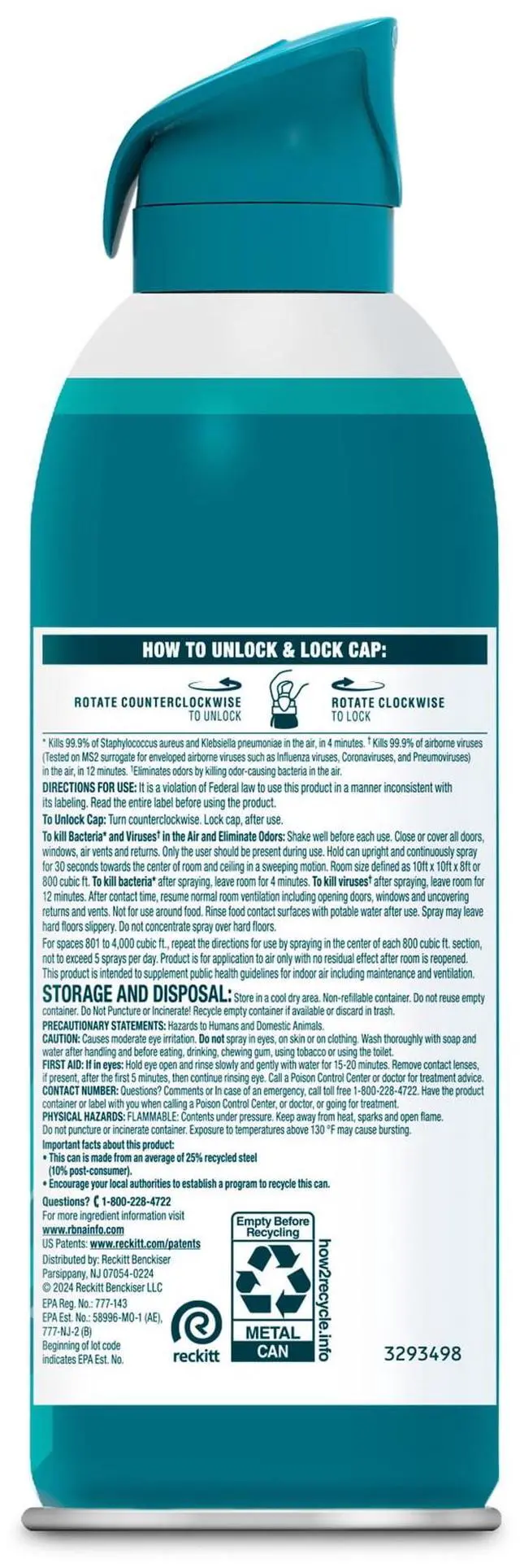 Alt view image 3 of 5 - Lysol Air Sanitizer Spray, Air Sanitizer and Bacterial Odor Eliminating, Simple Fresh, 10 oz