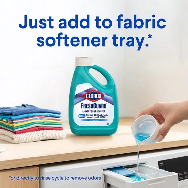 Alt view image 7 of 7 - Clorox Fresh Guard Laundry Odor Remover, 0% Bleach, Color Safe, Clean Linen Scent, 42 fl oz