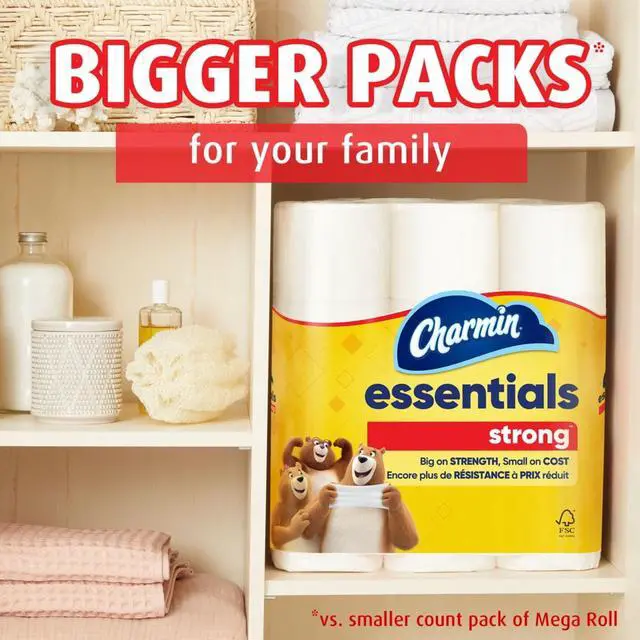 Alt view image 5 of 6 - Charmin Essentials Strong Toilet Paper 6 Mega Rolls, 429 Sheets Per Roll