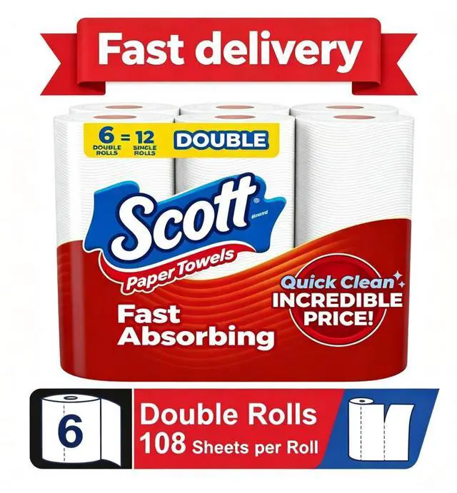 Main image of Scott Paper Towels, Choose-A-Sheet, 6 Double Rolls