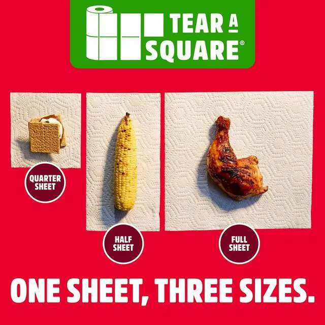 Alt view image 3 of 6 - Brawny Tear-A-Square 3-Ply Paper Towels, 2 Triple Rolls, 114 Sheets per Roll