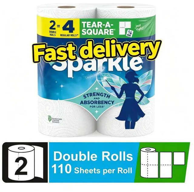 Main image of Sparkle Tear-A-Square Paper Towels, 2 Double Rolls, 110 Sheets per Roll
