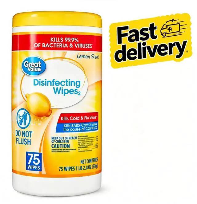 Main image of Great Value Lemon Scent Disinfecting Wipes, 1 Lbs, 5.5 oz, 75 Count