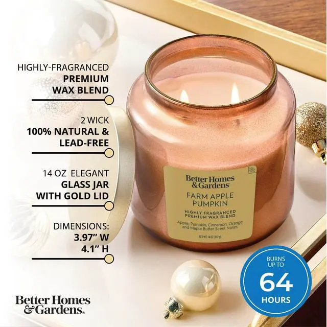 Alt view image 6 of 7 - Better Homes & Gardens 2-Wick Jar Candle, Farm Apple & Pumpkin, 14 oz