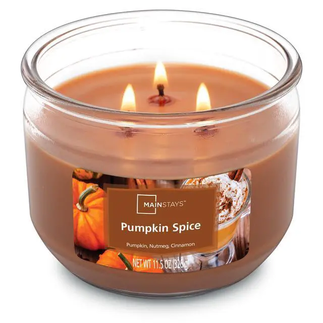 Alt view image 2 of 5 - Mainstays Pumpkin Spice Scented 3-Wick Candle, 11.5 oz