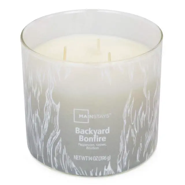 Alt view image 3 of 5 - Mainstays 3-Wick Ombre Wrap Backyard Bonfire Scented Jar Candle, 14 oz
