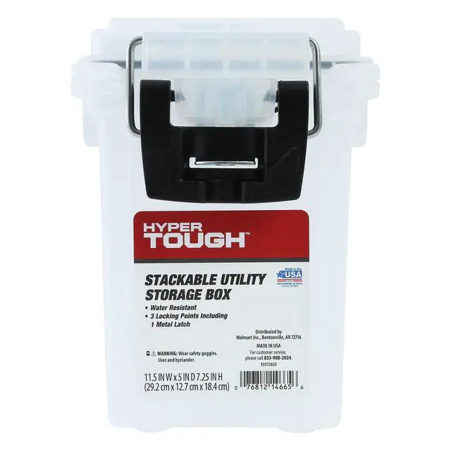 Alt view image 3 of 7 - Hyper Tough Frost Locking and Stacking Utility and Tool Box, Durable Plastic 11.5" x 5.06" x 7.25"