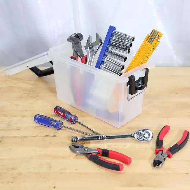 Alt view image 7 of 7 - Hyper Tough Frost Locking and Stacking Utility and Tool Box, Durable Plastic 11.5" x 5.06" x 7.25"