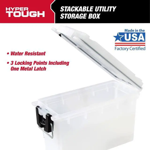 Alt view image 2 of 7 - Hyper Tough Frost Locking and Stacking Utility and Tool Box, Durable Plastic 11.5" x 5.06" x 7.25"