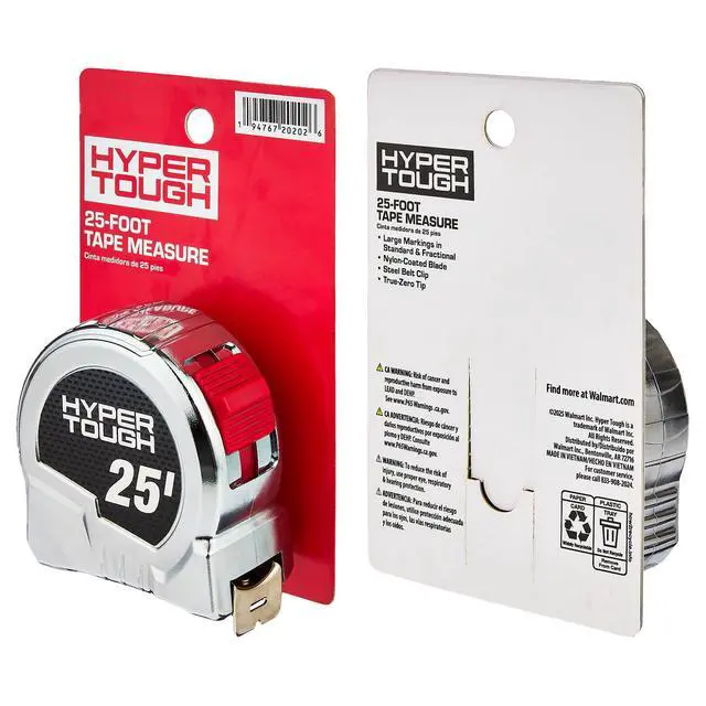 Alt view image 6 of 7 - Hyper Tough 25-foot Chrome Tape Measure with Nylon Coated Blade