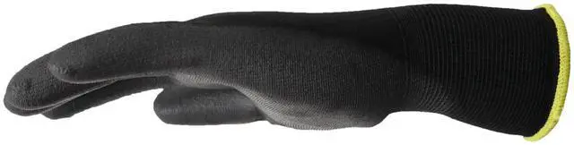 Alt view image 4 of 6 - Hyper Tough Full-Finger Work Gloves, Nylon Liner with PU Dipped Grip, Men's Medium, Black, 1 Pair