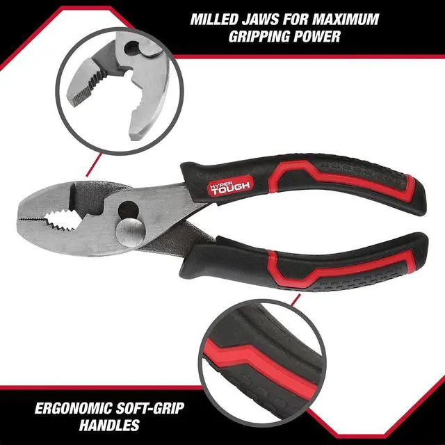Alt view image 5 of 7 - Hyper Tough 6-Inch Slip Joint Pliers with Soft-Grip Handles