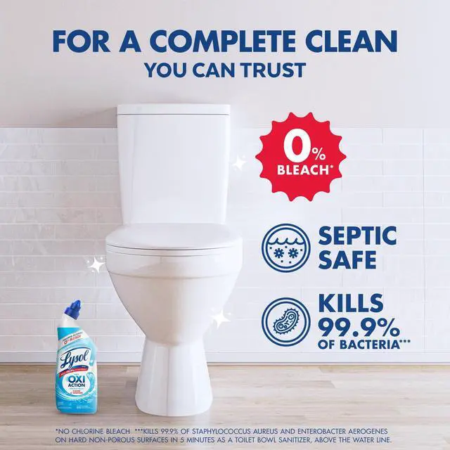 Alt view image 6 of 6 - Lysol Toilet Bowl Cleaner Clinging Gel, OXI Action, Sanitizing Bathroom Cleaner and Toilet Bowl Stain Remover, Bleach Free, 24 fl oz (2 Pack)