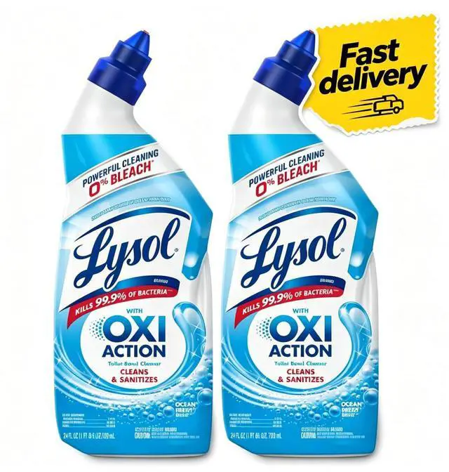 Main image of Lysol Toilet Bowl Cleaner Clinging Gel, OXI Action, Sanitizing Bathroom Cleaner and Toilet Bowl Stain Remover, Bleach Free, 24 fl oz (2 Pack)