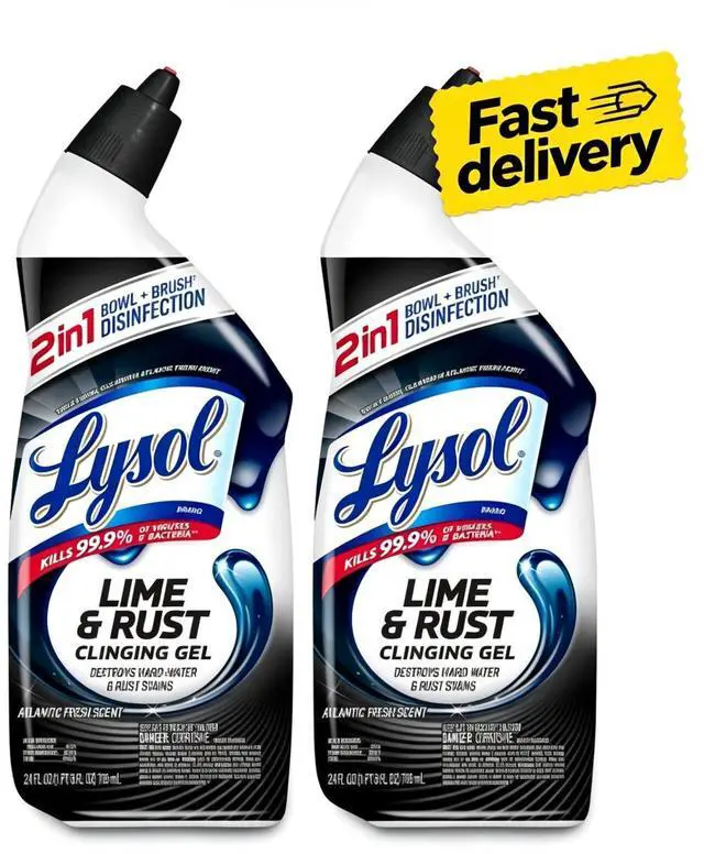 Main image of Lysol Toilet Bowl Cleaner Clinging Gel, Lime & Rust Remover, Disinfecting Bathroom Cleaner and Toilet Bowl Stain Remover, 24 fl oz (2 Pack)