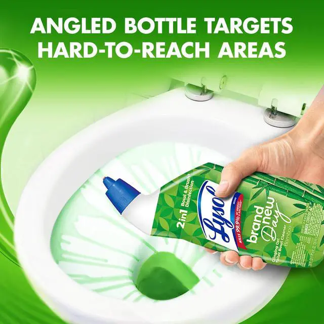 Alt view image 2 of 7 - Lysol Toilet Bowl Cleaner Clinging Gel, Disinfecting Bathroom Cleaner and Toilet Bowl Stain Remover, Bamboo Scent, 24 fl oz (2 Pack)
