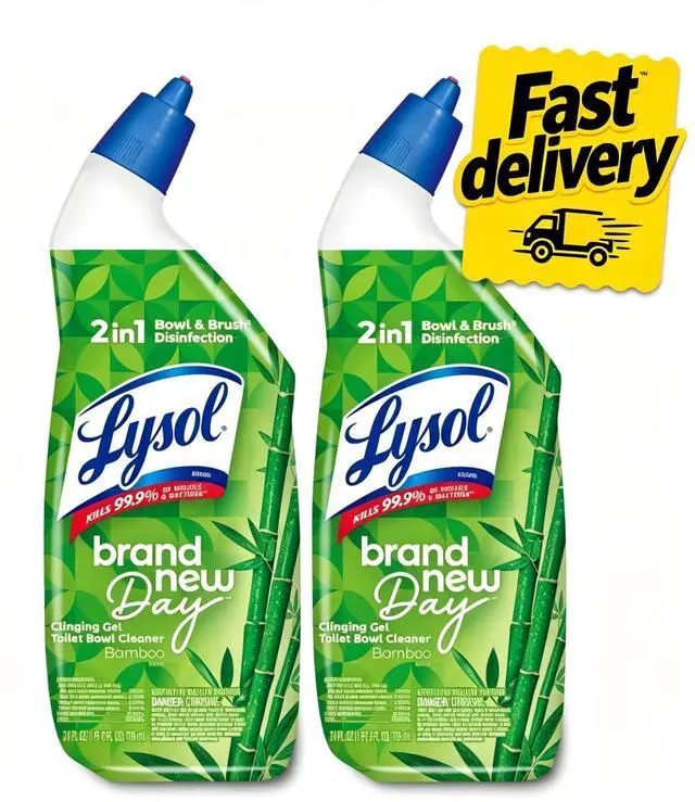 Main image of Lysol Toilet Bowl Cleaner Clinging Gel, Disinfecting Bathroom Cleaner and Toilet Bowl Stain Remover, Bamboo Scent, 24 fl oz (2 Pack)